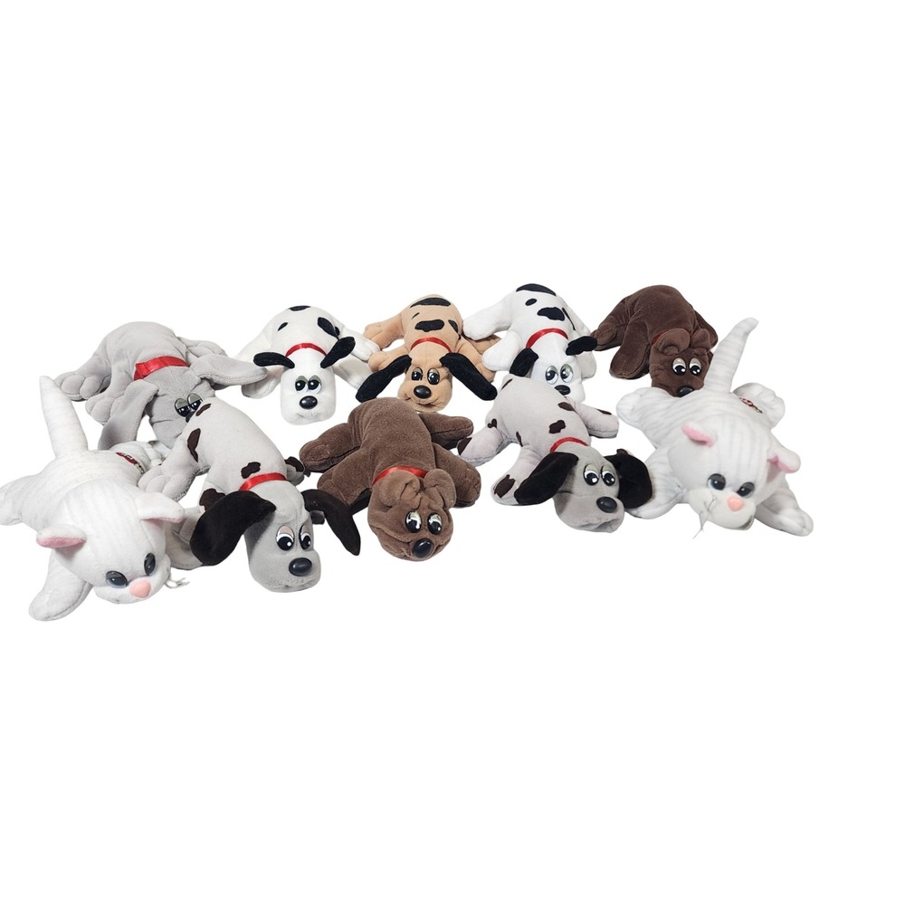 Vintage Pound Puppies Purries Plush Lot 10pc Dog Cat Stuffed Animal Toys Multi